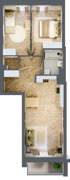 3 pokoje, mieszkanie 61,94 m², piętro 2, oferta nr 8, Nowy Czechów, Lublin, Czechów Południowy, ul. Kameralna 3