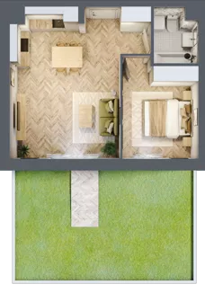2 pokoje, mieszkanie 44,54 m², parter, oferta nr 2, Nowy Czechów, Lublin, Czechów Południowy, ul. Kameralna 3