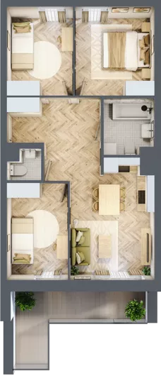 4 pokoje, mieszkanie 63,56 m², piętro 1, oferta nr 204, Nowy Czechów, Lublin, Czechów Południowy, ul. Kameralna 3