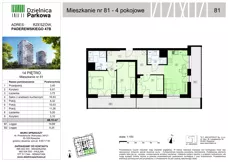 4 pokoje, mieszkanie 68,15 m², piętro 14, oferta nr 81/B7, Dzielnica Parkowa, Rzeszów, Słocina, ul. Ignacego Paderewskiego 47