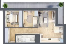 3 pokoje, mieszkanie 52,67 m², piętro 2, oferta nr 7/B8, Dzielnica Parkowa, Rzeszów, Słocina, ul. Ignacego Paderewskiego 47