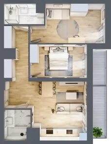 3 pokoje, mieszkanie 67,08 m², piętro 2, oferta nr 8/B8, Dzielnica Parkowa, Rzeszów, Słocina, ul. Ignacego Paderewskiego 47