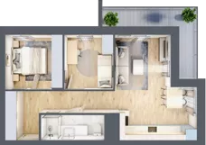 3 pokoje, mieszkanie 52,67 m², piętro 8, oferta nr 43/B8, Dzielnica Parkowa, Rzeszów, Słocina, ul. Ignacego Paderewskiego 47