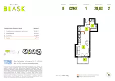 1 pokój, mieszkanie 29,63 m², piętro 2, oferta nr B-C2M2, Osiedle Blask, Łódź, Bałuty, ul. Smugowa 24