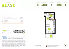 1 pokój, mieszkanie 31,50 m², piętro 4, oferta nr B-A4M4, Osiedle Blask, Łódź, Bałuty, ul. Smugowa 24
