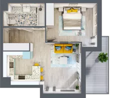 2 pokoje, mieszkanie 45,33 m², piętro 1, oferta nr A-A1M6, Osiedle Blask, Łódź, Bałuty, ul. Smugowa 24