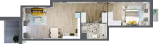 2 pokoje, mieszkanie 54,67 m², piętro 1, oferta nr A-E1M4, Osiedle Blask, Łódź, Bałuty, ul. Smugowa 24