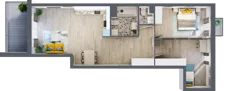 3 pokoje, mieszkanie 74,30 m², piętro 1, oferta nr A-C1M1, Osiedle Blask, Łódź, Bałuty, ul. Smugowa 24