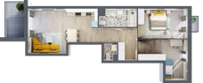 3 pokoje, mieszkanie 67,45 m², piętro 1, oferta nr A-A1M1, Osiedle Blask, Łódź, Bałuty, ul. Smugowa 24