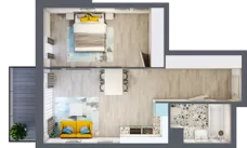 2 pokoje, mieszkanie 48,21 m², piętro 1, oferta nr A-E1M2, Osiedle Blask, Łódź, Bałuty, ul. Smugowa 24