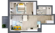 2 pokoje, mieszkanie 46,51 m², piętro 1, oferta nr A-C1M2, Osiedle Blask, Łódź, Bałuty, ul. Smugowa 24