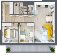 3 pokoje, mieszkanie 59,80 m², piętro 1, oferta nr A-A1M4, Osiedle Blask, Łódź, Bałuty, ul. Smugowa 24
