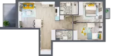 3 pokoje, mieszkanie 62,56 m², piętro 1, oferta nr B-A1M1, Osiedle Blask, Łódź, Bałuty, ul. Smugowa 24