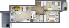 3 pokoje, mieszkanie 56,94 m², piętro 1, oferta nr B-C1M4, Osiedle Blask, Łódź, Bałuty, ul. Smugowa 24