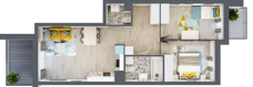 3 pokoje, mieszkanie 57,73 m², piętro 1, oferta nr B-B1M3, Osiedle Blask, Łódź, Bałuty, ul. Smugowa 24