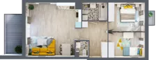 3 pokoje, mieszkanie 66,62 m², piętro 1, oferta nr B-B1M1, Osiedle Blask, Łódź, Bałuty, ul. Smugowa 24