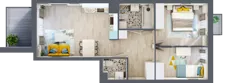 3 pokoje, mieszkanie 57,57 m², piętro 1, oferta nr B-C1M1, Osiedle Blask, Łódź, Bałuty, ul. Smugowa 24