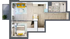 2 pokoje, mieszkanie 46,53 m², piętro 2, oferta nr B-D2M3, Osiedle Blask, Łódź, Bałuty, ul. Smugowa 24