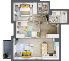 3 pokoje, mieszkanie 57,10 m², piętro 2, oferta nr B-A2M3, Osiedle Blask, Łódź, Bałuty, ul. Smugowa 24