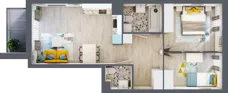 3 pokoje, mieszkanie 57,57 m², piętro 2, oferta nr B-C2M1, Osiedle Blask, Łódź, Bałuty, ul. Smugowa 24
