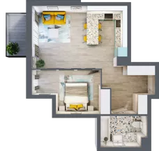 2 pokoje, mieszkanie 49,64 m², piętro 3, oferta nr B-A3M2, Osiedle Blask, Łódź, Bałuty, ul. Smugowa 24