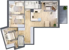 4 pokoje, apartament 77,85 m², piętro 1, oferta nr B7, Apartamenty Złota, Katowice, Dąb, ul. Złota 69