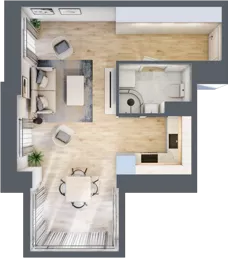 1 pokój, apartament 35,68 m², piętro 2, oferta nr C9, Apartamenty Złota, Katowice, Dąb, ul. Złota 69