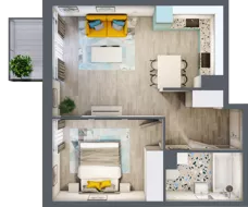 2 pokoje, mieszkanie 43,24 m², piętro 3, oferta nr M.126, Tarasy Śląskie, Chorzów, Chorzów II, ul. 3 Maja