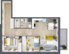 3 pokoje, mieszkanie 58,88 m², piętro 1, oferta nr M.115, Tarasy Śląskie, Chorzów, Chorzów II, ul. 3 Maja