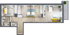 4 pokoje, mieszkanie 70,29 m², piętro 1, oferta nr M.01, Tarasy Śląskie, Chorzów, Chorzów II, ul. 3 Maja