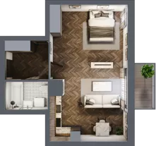 2 pokoje, mieszkanie 45,85 m², piętro 1, oferta nr M15, Osiedle Św. Barbary, Tarnobrzeg, Siarkowiec, ul. Świętej Barbary 9a