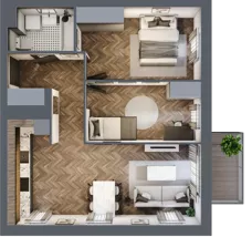 3 pokoje, mieszkanie 59,08 m², piętro 2, oferta nr M100, Osiedle Św. Barbary, Tarnobrzeg, Siarkowiec, ul. Świętej Barbary 9a