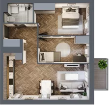 3 pokoje, mieszkanie 59,08 m², piętro 3, oferta nr M108, Osiedle Św. Barbary, Tarnobrzeg, Siarkowiec, ul. Świętej Barbary 9a