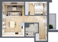 2 pokoje, mieszkanie 46,86 m², piętro 1, oferta nr M04, Apartamenty Jordanowska, Warszawa, Praga Południe, Gocławek, ul. Jordanowska 18