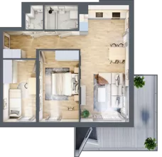 3 pokoje, mieszkanie 60,21 m², piętro 1, oferta nr 6-33, Osiedle Bella Vista Etap V, Kielce, Ostra Górka, ul. Generała Andersa / Wojska Polskiego