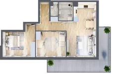 3 pokoje, mieszkanie 69,18 m², piętro 1, oferta nr 7-8, Osiedle Bella Vista Etap V, Kielce, Ostra Górka, ul. Generała Andersa / Wojska Polskiego