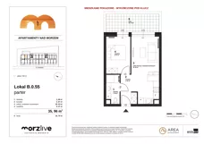 2 pokoje, apartament 35,96 m², parter, oferta nr B.0.55 wykończone pod klucz, Morzlive etap 1, Ustronie Morskie, ul. Graniczna 4