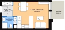 1 pokój, apartament 27,20 m², piętro 2, oferta nr A.2.25, Morzlive etap 1, Ustronie Morskie, ul. Graniczna 4