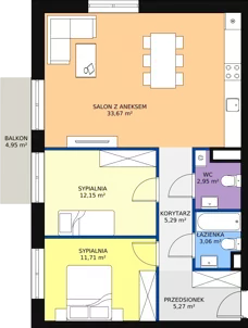 3 pokoje, mieszkanie 74,55 m², piętro 2, oferta nr C 2.06, Naramowicka 100, Poznań, Winogrady, Winogrady, ul. Naramowicka 100