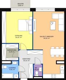 2 pokoje, mieszkanie 76,67 m², piętro 6, oferta nr C 6.06, Naramowicka 100, Poznań, Winogrady, Winogrady, ul. Naramowicka 100
