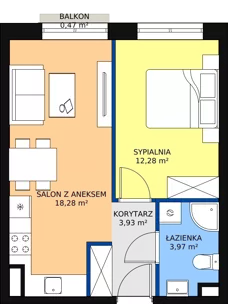 2 pokoje, mieszkanie 38,79 m², piętro 1, oferta nr C 1.11, Naramowicka 100, Poznań, Winogrady, Winogrady, ul. Naramowicka 100