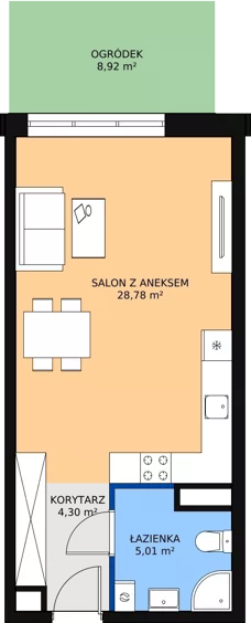 1 pokój, mieszkanie 38,43 m², piętro 1, oferta nr C 1.08, Naramowicka 100, Poznań, Winogrady, Winogrady, ul. Naramowicka 100