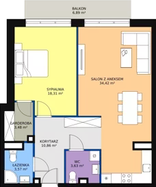 2 pokoje, mieszkanie 73,71 m², piętro 6, oferta nr D 6.06, Naramowicka 100, Poznań, Winogrady, Winogrady, ul. Naramowicka 100