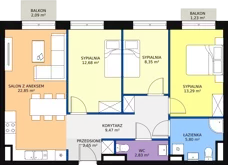 4 pokoje, mieszkanie 78,58 m², piętro 6, oferta nr D 6.09, Naramowicka 100, Poznań, Winogrady, Winogrady, ul. Naramowicka 100
