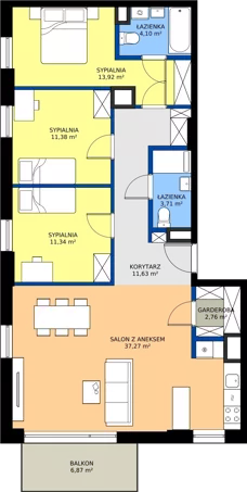 4 pokoje, mieszkanie 96,62 m², piętro 8, oferta nr F/180, Goplana Budynek F, Poznań, Jeżyce, ul. św. Wawrzyńca