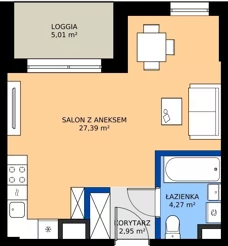 1 pokój, mieszkanie 34,61 m², piętro 4, oferta nr F/69, Goplana Budynek F, Poznań, Jeżyce, ul. św. Wawrzyńca