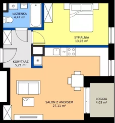 2 pokoje, mieszkanie 50,72 m², piętro 4, oferta nr F/156, Goplana Budynek F, Poznań, Jeżyce, ul. św. Wawrzyńca
