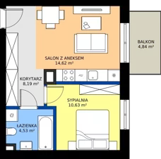 2 pokoje, mieszkanie 37,97 m², piętro 1, oferta nr C.71, Tarasy Bernardyńskie Budynek C, Kalisz, Śródmieście, ul. Kazimierza Mystkowskiego