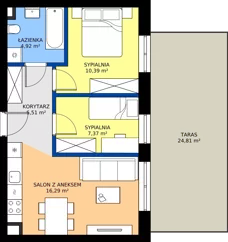 3 pokoje, mieszkanie 45,38 m², parter, oferta nr C.57, Tarasy Bernardyńskie Budynek C, Kalisz, Śródmieście, ul. Kazimierza Mystkowskiego