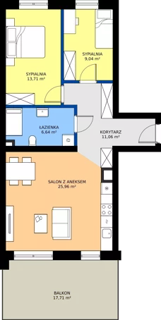 3 pokoje, mieszkanie 66,41 m², piętro 1, oferta nr C.140, Tarasy Bernardyńskie Budynek C, Kalisz, Śródmieście, ul. Kazimierza Mystkowskiego